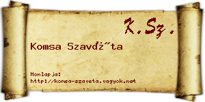 Komsa Szavéta névjegykártya